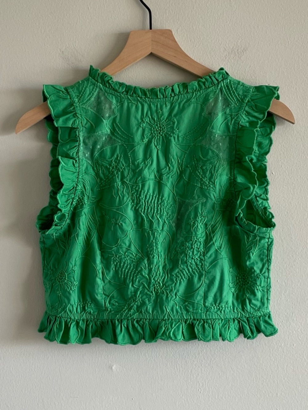 Free People All The Ways Top Grass Green Embroidered XS NWT - Picture 4 of 16